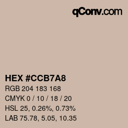 Color code: HEX #CCB7A8 | qconv.com