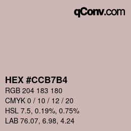 Color code: HEX #CCB7B4 | qconv.com