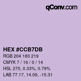 Color code: HEX #CCB7DB | qconv.com