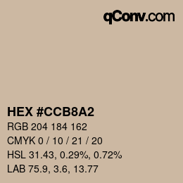 Color code: HEX #CCB8A2 | qconv.com