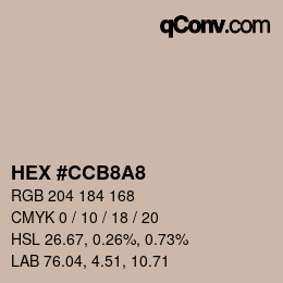 Color code: HEX #CCB8A8 | qconv.com