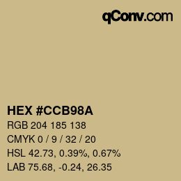Farbcode: HEX #CCB98A | qconv.com