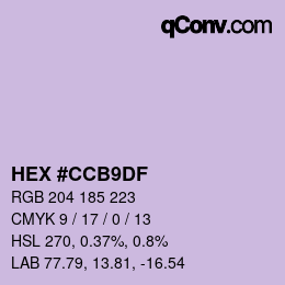 颜色代码: HEX #CCB9DF | qconv.com