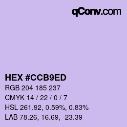 カラーコード: HEX #CCB9ED | qconv.com