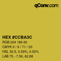 Farbcode: HEX #CCBA3C | qconv.com
