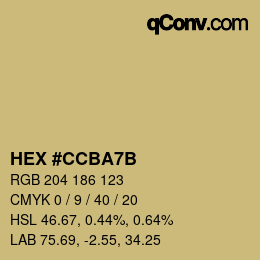 颜色代码: HEX #CCBA7B | qconv.com