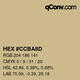 カラーコード: HEX #CCBA8D | qconv.com