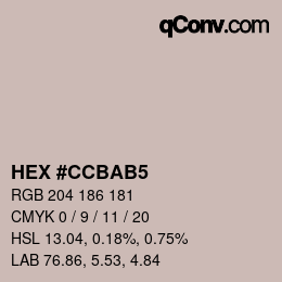 カラーコード: HEX #CCBAB5 | qconv.com