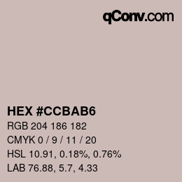 カラーコード: HEX #CCBAB6 | qconv.com