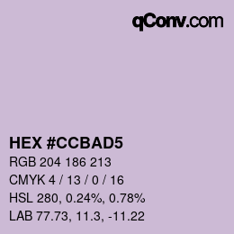 カラーコード: HEX #CCBAD5 | qconv.com