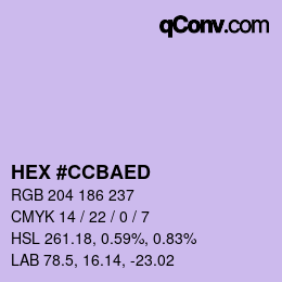 Color code: HEX #CCBAED | qconv.com