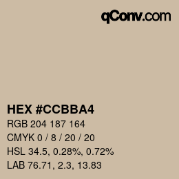 Color code: HEX #CCBBA4 | qconv.com