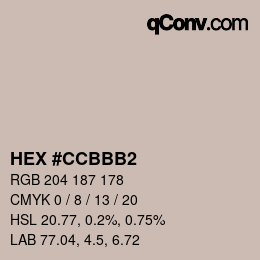Farbcode: HEX #CCBBB2 | qconv.com