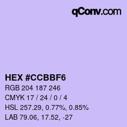 Color code: HEX #CCBBF6 | qconv.com