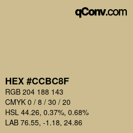 Color code: HEX #CCBC8F | qconv.com