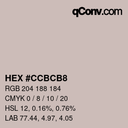 Código de color: HEX #CCBCB8 | qconv.com