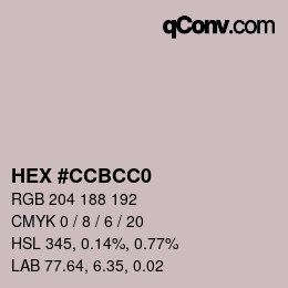 Color code: HEX #CCBCC0 | qconv.com