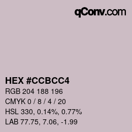 Color code: HEX #CCBCC4 | qconv.com