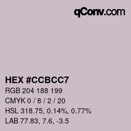 Color code: HEX #CCBCC7 | qconv.com