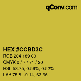Color code: HEX #CCBD3C | qconv.com