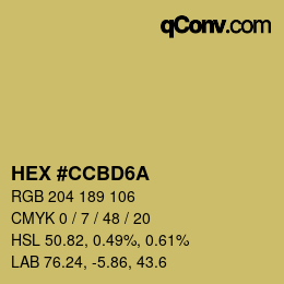 カラーコード: HEX #CCBD6A | qconv.com