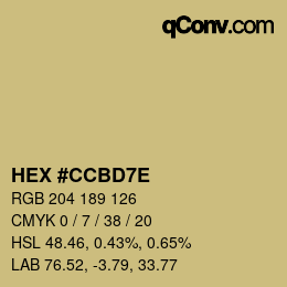 Color code: HEX #CCBD7E | qconv.com