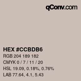 カラーコード: HEX #CCBDB6 | qconv.com