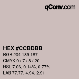 Color code: HEX #CCBDBB | qconv.com