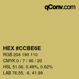 Color code: HEX #CCBE6E | qconv.com