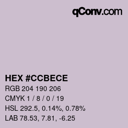 Color code: HEX #CCBECE | qconv.com