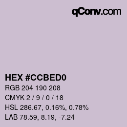 Código de color: HEX #CCBED0 | qconv.com