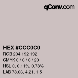 Color code: HEX #CCC0C0 | qconv.com