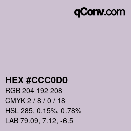 カラーコード: HEX #CCC0D0 | qconv.com