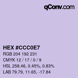 Color code: HEX #CCC0E7 | qconv.com
