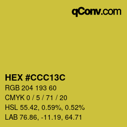 カラーコード: HEX #CCC13C | qconv.com