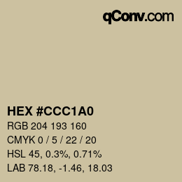 颜色代码: HEX #CCC1A0 | qconv.com