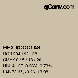 Color code: HEX #CCC1A8 | qconv.com