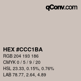 Color code: HEX #CCC1BA | qconv.com