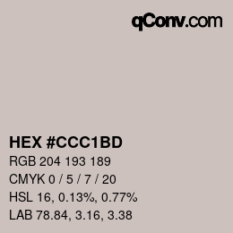 Color code: HEX #CCC1BD | qconv.com