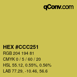 Farbcode: HEX #CCC251 | qconv.com