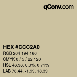颜色代码: HEX #CCC2A0 | qconv.com