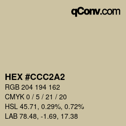 カラーコード: HEX #CCC2A2 | qconv.com