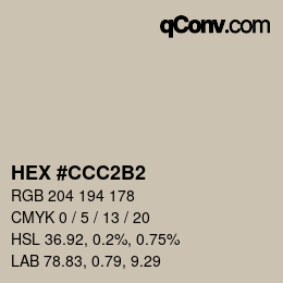 Color code: HEX #CCC2B2 | qconv.com