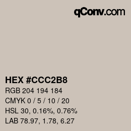 Color code: HEX #CCC2B8 | qconv.com