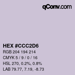 カラーコード: HEX #CCC2D6 | qconv.com