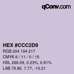 颜色代码: HEX #CCC2D9 | qconv.com