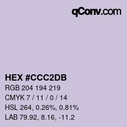 颜色代码: HEX #CCC2DB | qconv.com