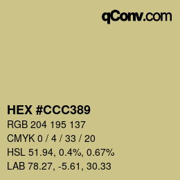 Color code: HEX #CCC389 | qconv.com