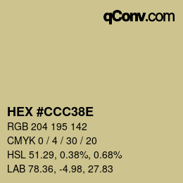 Color code: HEX #CCC38E | qconv.com