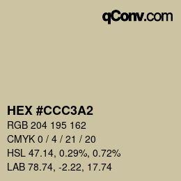 カラーコード: HEX #CCC3A2 | qconv.com